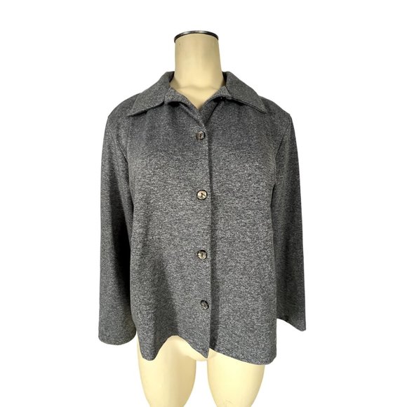 L. L. Bean Traveler women's gray lightweight jacket Petite Small button front - Picture 2 of 7